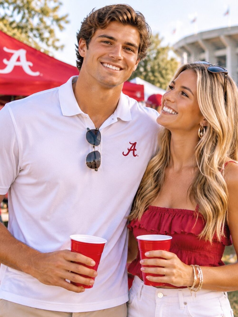Columbia University of Alabama Crimson Tide Men's White Polo Shirt, XL